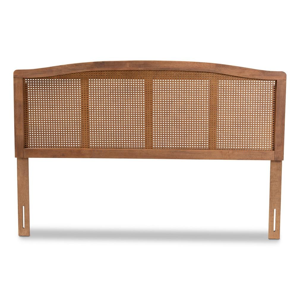 Ash Wanut Finished Wood and Synthetic Rattan Full Size Headboard