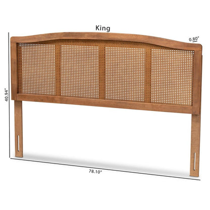 Ash Wanut Finished Wood and Synthetic Rattan Full Size Headboard
