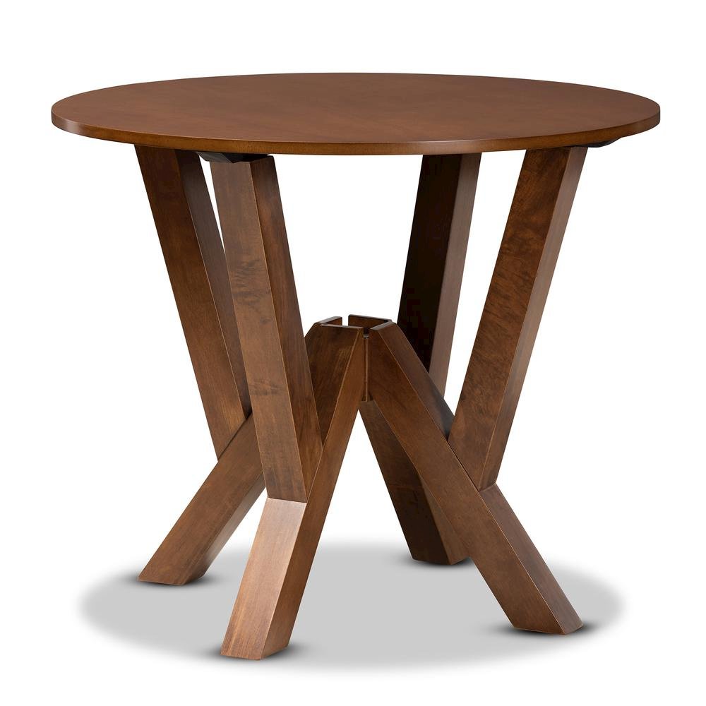 Grey Fabric Upholstered and Walnut Brown Finished Wood 5-Piece Dining Set