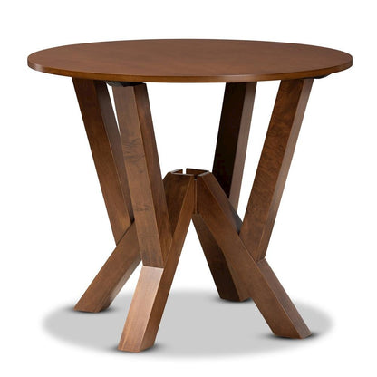 Grey Fabric Upholstered and Walnut Brown Finished Wood 5-Piece Dining Set