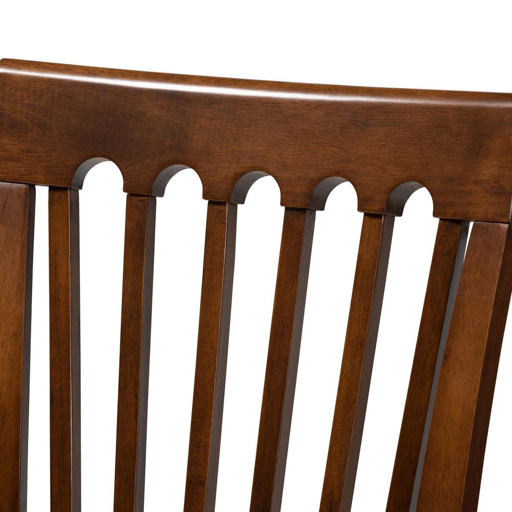 Grey Fabric Upholstered and Walnut Brown Finished Wood 5-Piece Dining Set