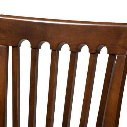 Grey Fabric Upholstered and Walnut Brown Finished Wood 5-Piece Dining Set