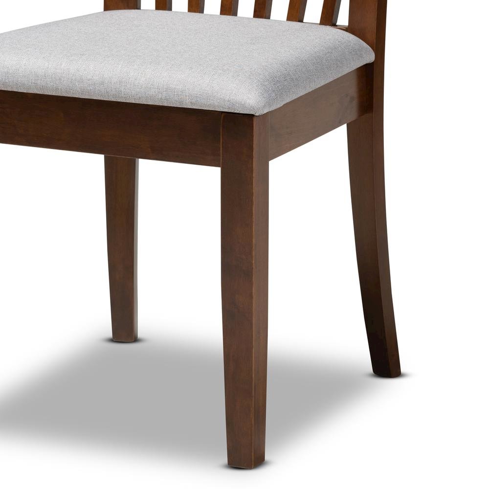 Grey Fabric Upholstered and Walnut Brown Finished Wood 5-Piece Dining Set
