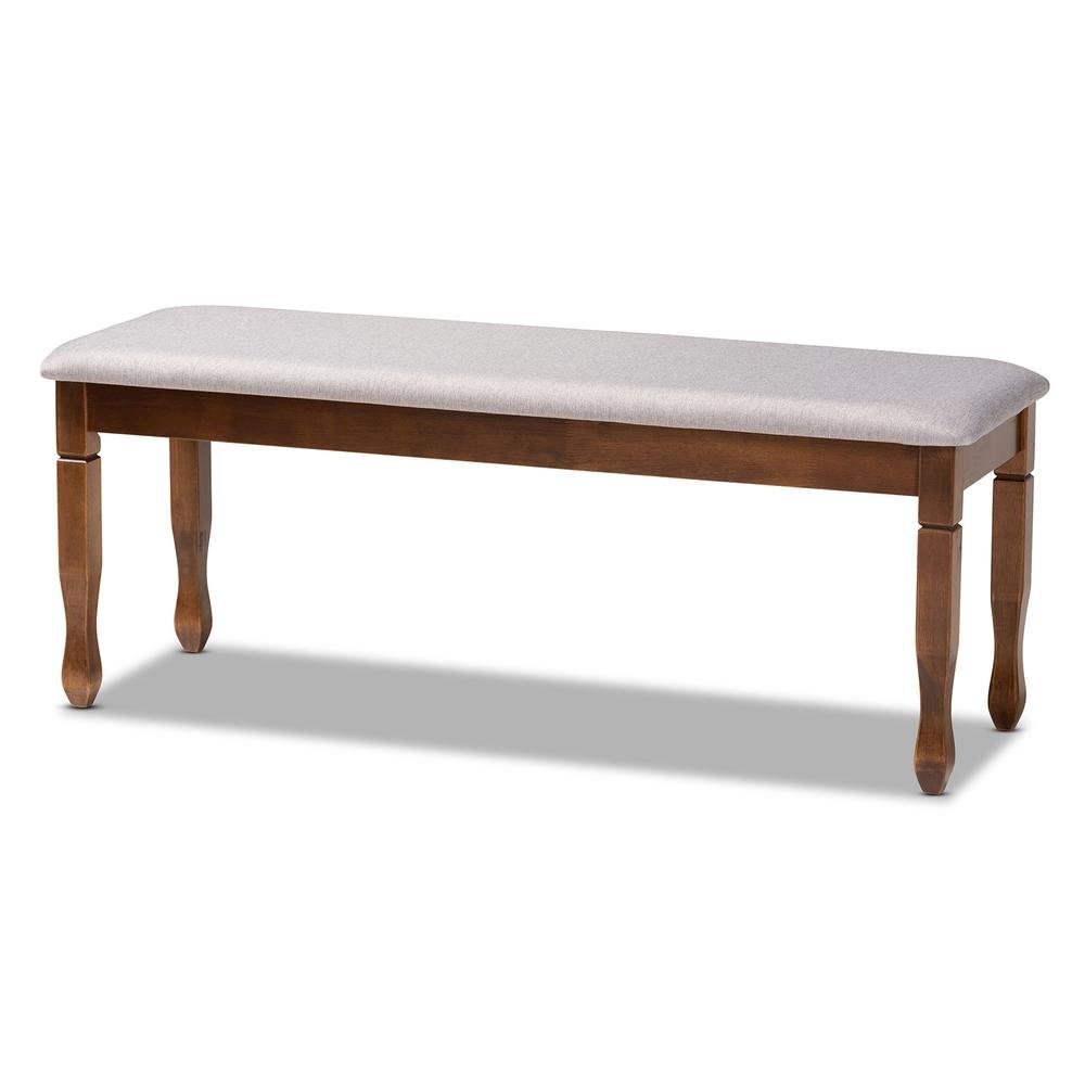 Grey Fabric Upholstered and Walnut Brown Finished Wood 6-Piece Dining Set