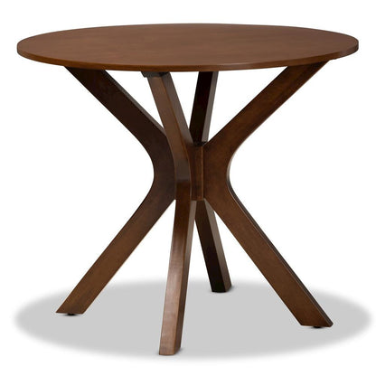 Grey Fabric Upholstered and Walnut Brown Finished Wood 5-Piece Dining Set
