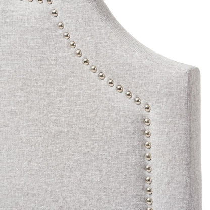 Grayish Beige Fabric Upholstered Twin Size Headboard