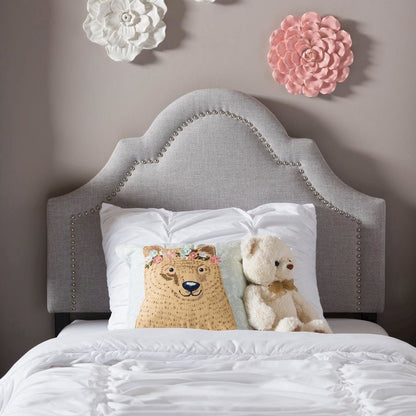 Grayish Beige Fabric Upholstered Twin Size Headboard