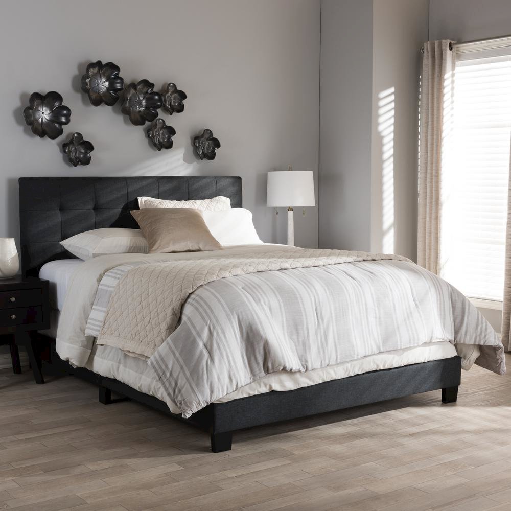 Brookfield Modern and Contemporary Charcoal Grey Fabric Full Size Bed