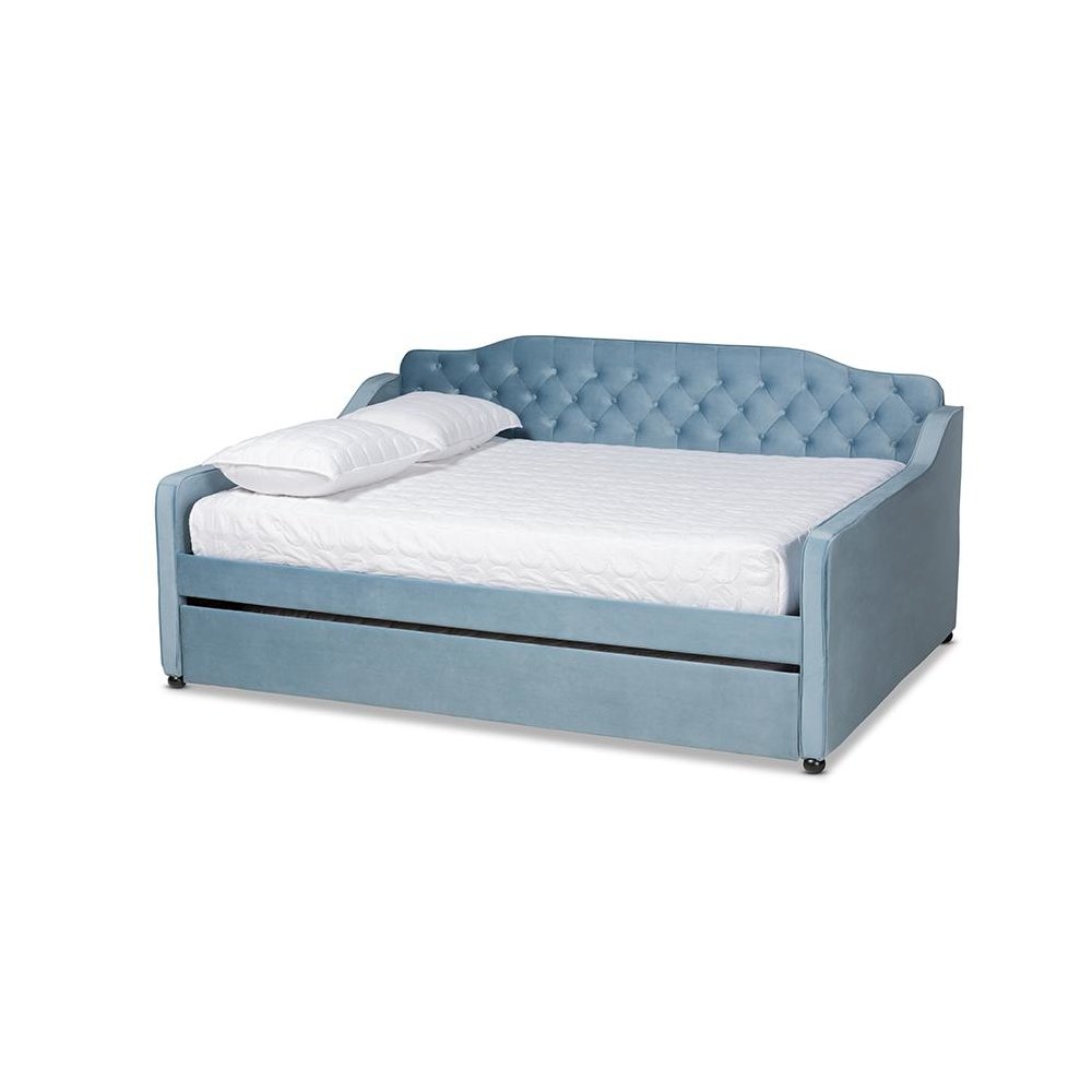 Button Tufted Queen Size Daybed with Trundle