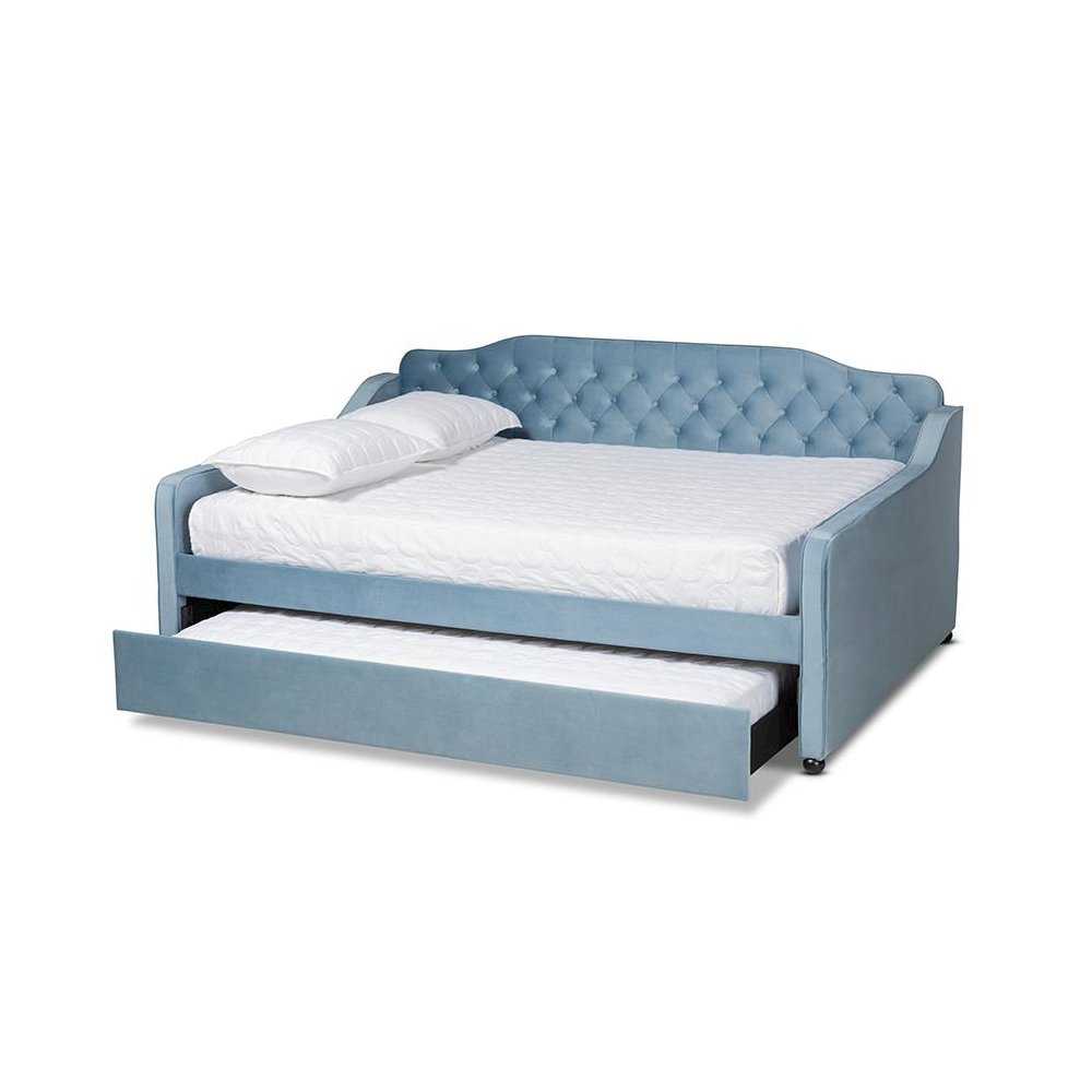 Button Tufted Queen Size Daybed with Trundle