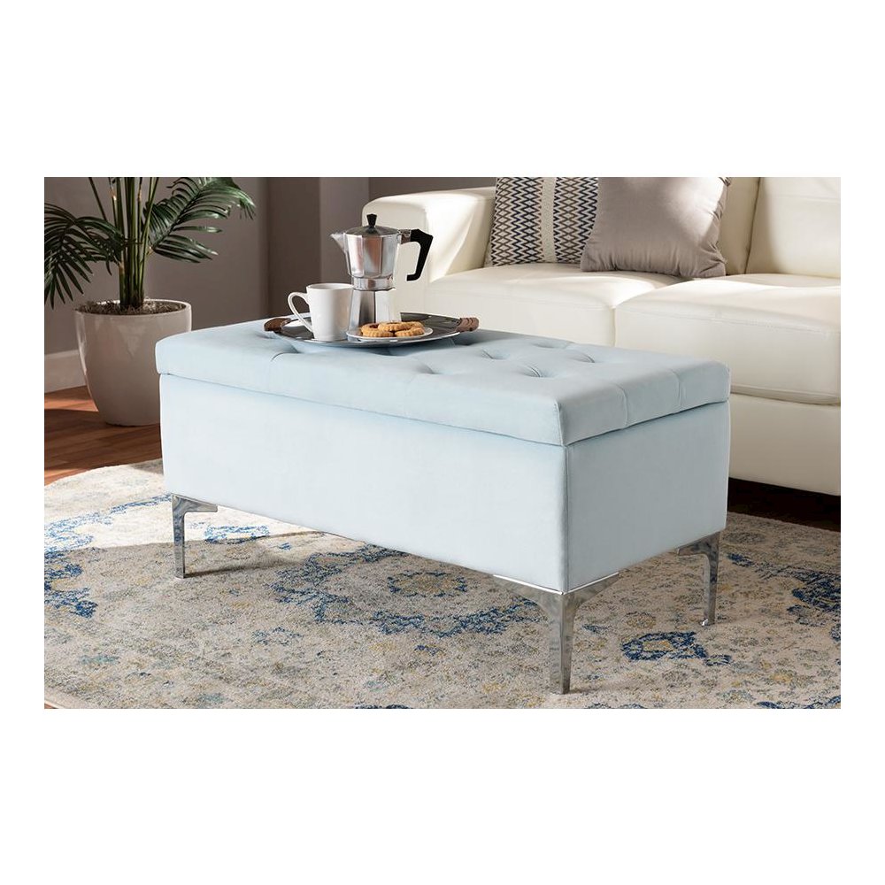 Silver Finished Storage Ottoman