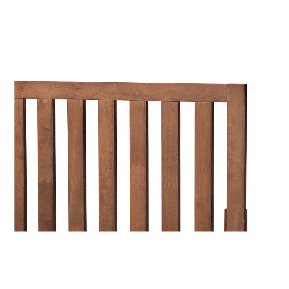 Saki Mid-Century Modern Walnut Brown Finished Wood Queen Size Platform Bed