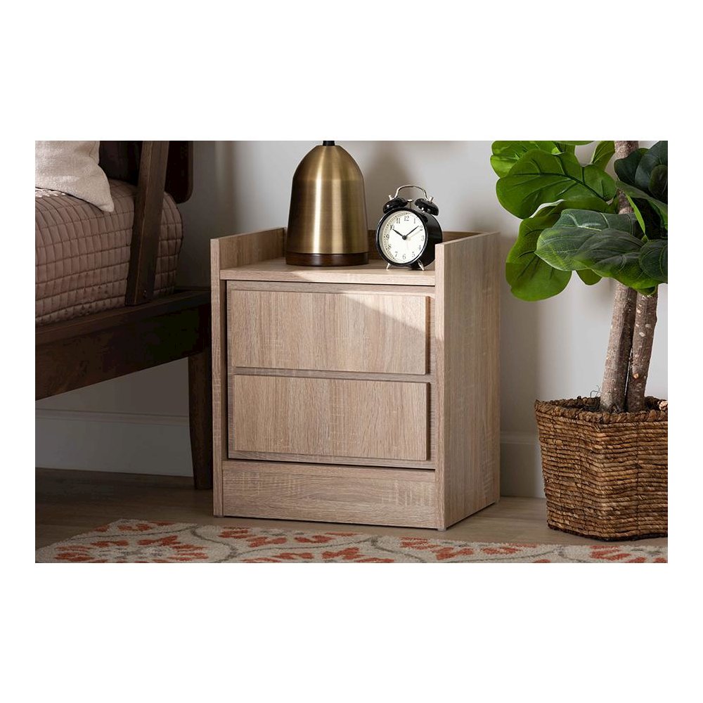 Baxton Studio Hale Modern and Contemporary Oak Finished Wood 1-Door Nightstand