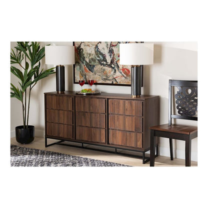 Black Finished Metal 3-Door Dining Room Sideboard Buffet