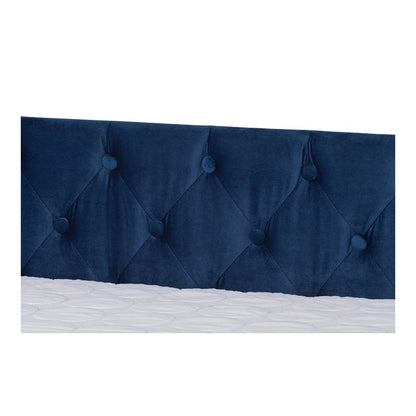Navy Blue Velvet Fabric Upholstered Queen Size Daybed with Trundle