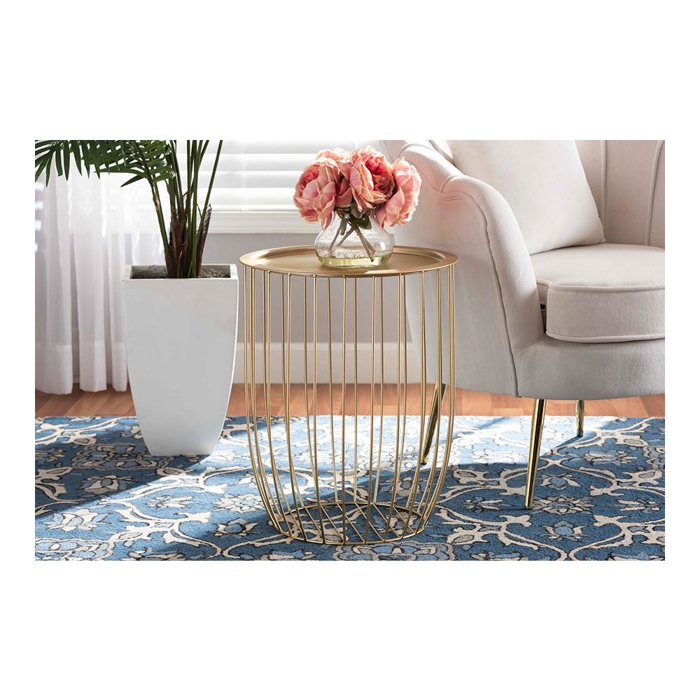 Baxton Studio Mabon Modern and Contemporary Gold Finished Metal End Table