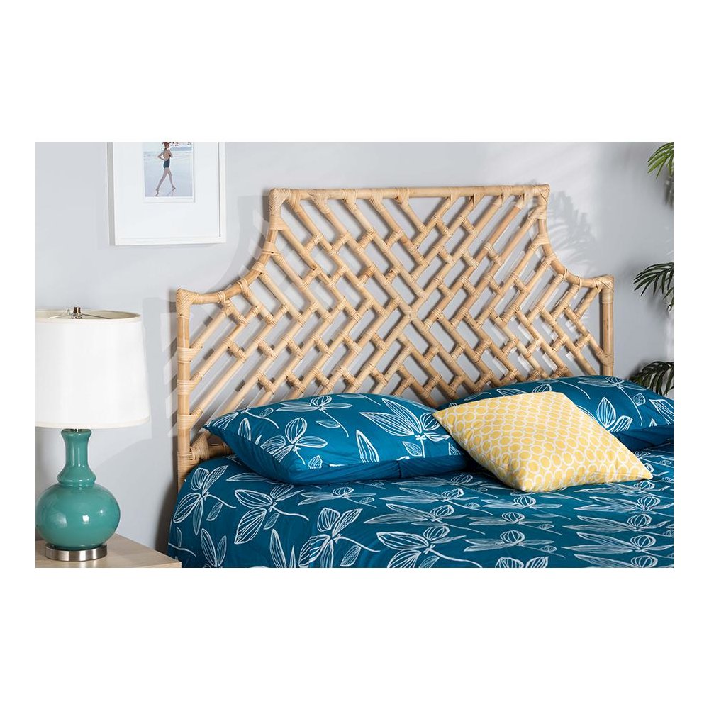 Bohemian Natural Brown Rattan Queen Size Standalone Headboard