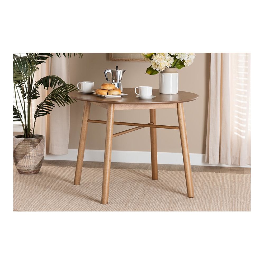 Denmark Mid-Century Modern French Oak Brown Finished Rubberwood Dining Table