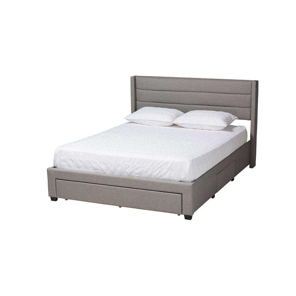 Dark Brown Finished Wood Queen Size 3-Drawer Storage Platform Bed