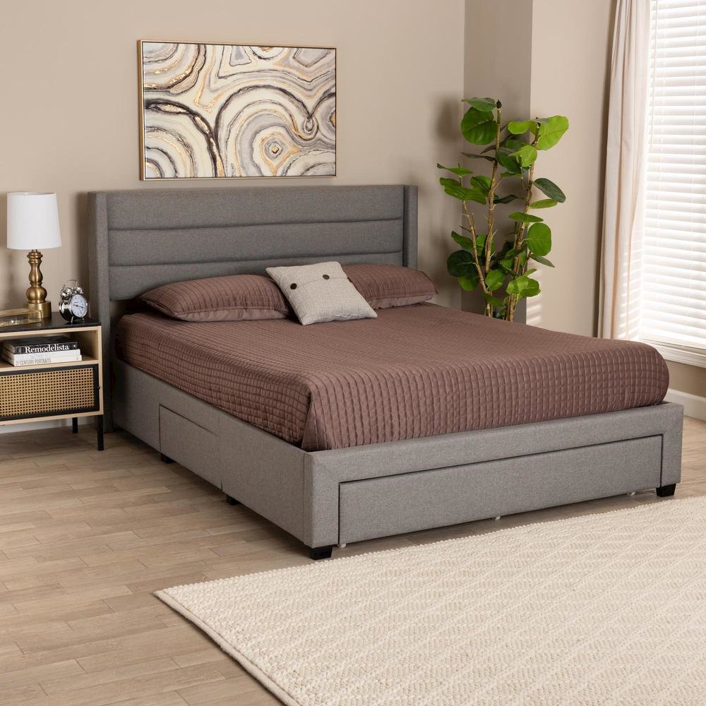 Dark Brown Finished Wood Queen Size 3-Drawer Storage Platform Bed