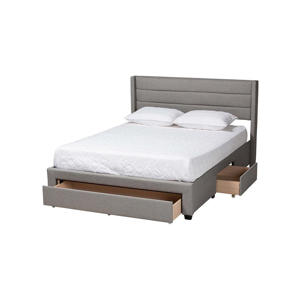 Dark Brown Finished Wood Queen Size 3-Drawer Storage Platform Bed