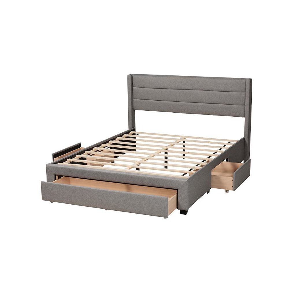 Dark Brown Finished Wood Queen Size 3-Drawer Storage Platform Bed