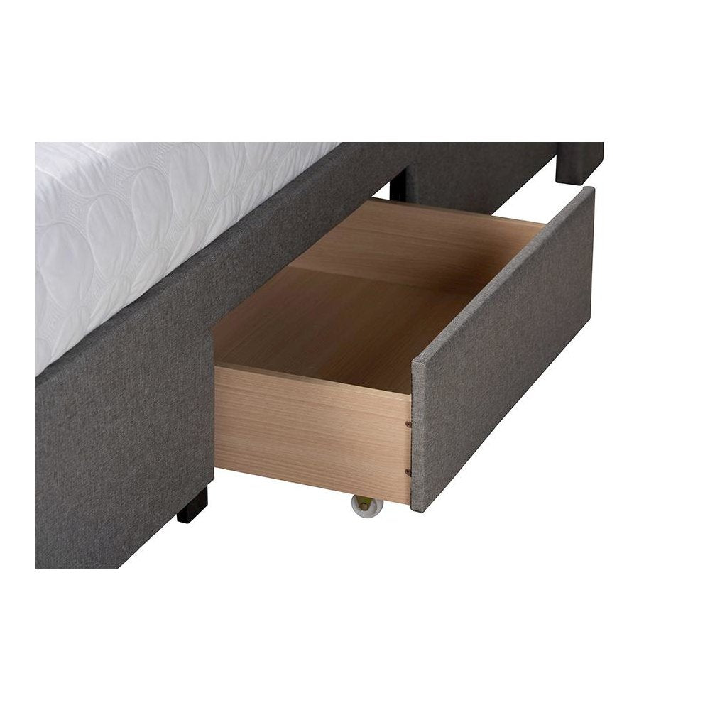 Dark Brown Finished Wood Queen Size 3-Drawer Storage Platform Bed