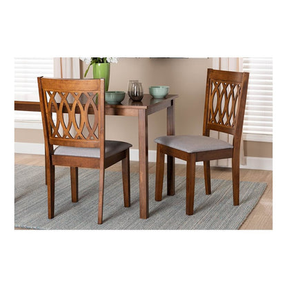 Florencia Modern Grey Fabric and Walnut Brown Finished Wood Dining Chair