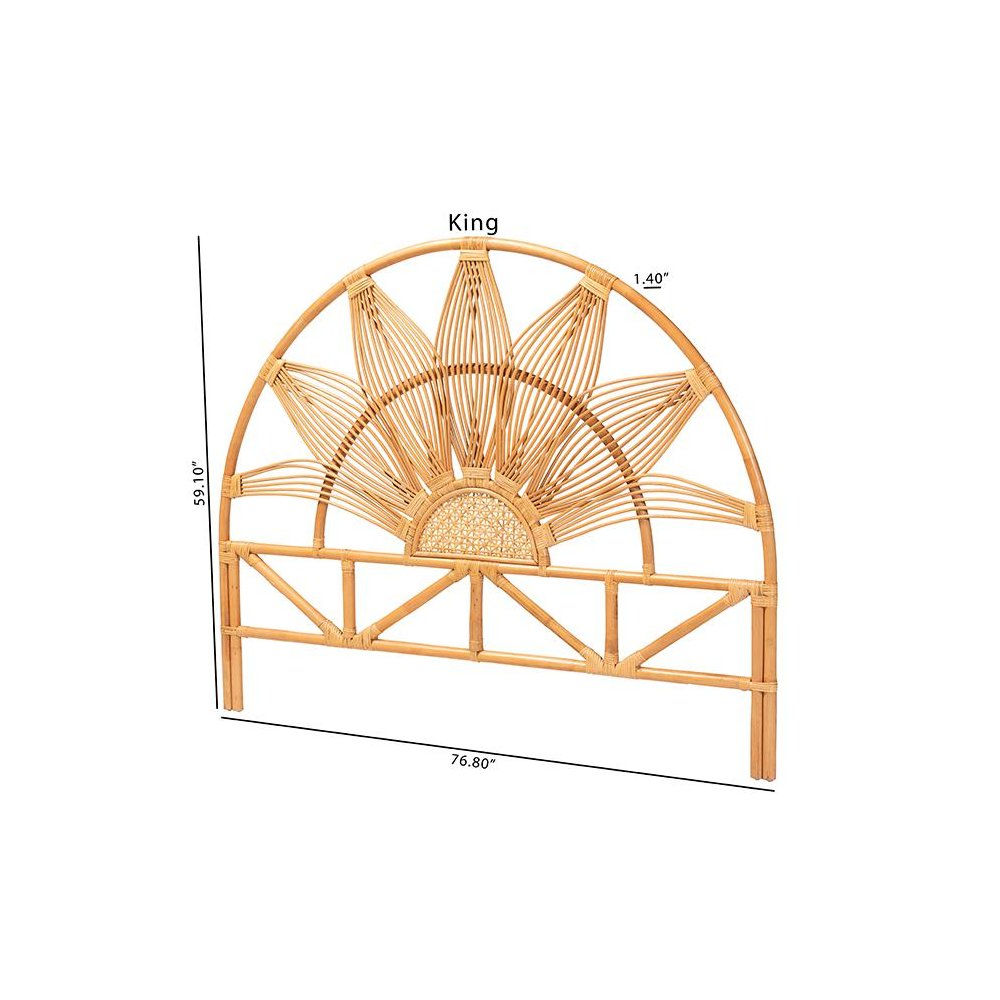Jasmine Modern Bohemian Natural Rattan Queen Size Standalone Headboard