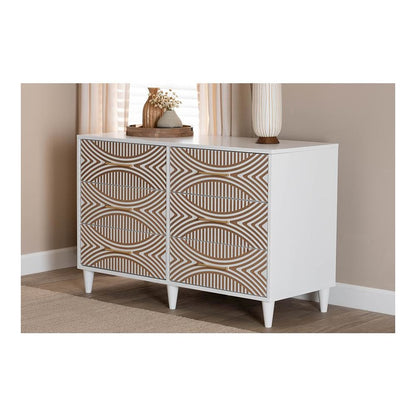 Louetta Coastal White Carved Contrasting 6-Drawer Dresser