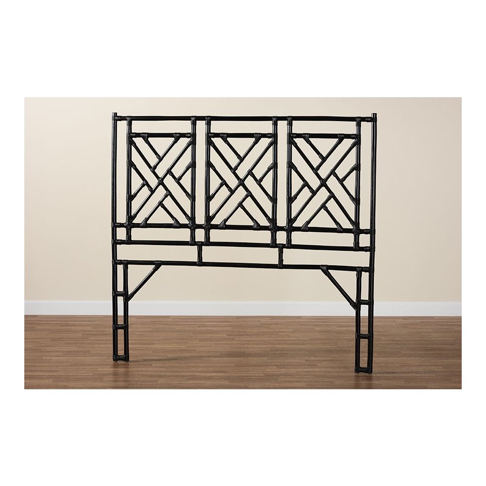 Karavo Bohemian Black Natural Rattan King Size Standalone Headboard