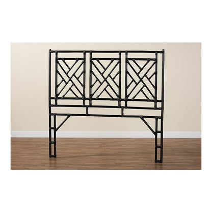 Karavo Bohemian Black Natural Rattan King Size Standalone Headboard