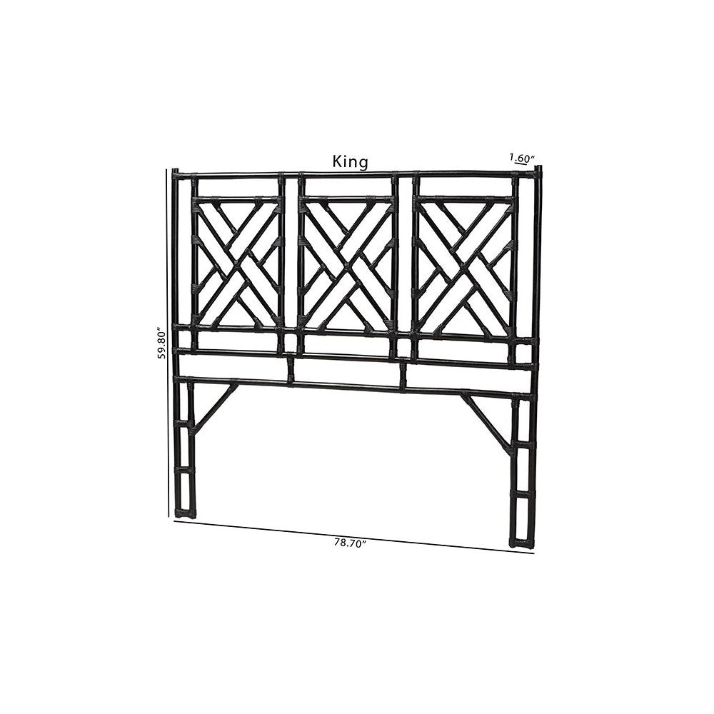 Karavo Bohemian Black Natural Rattan King Size Standalone Headboard