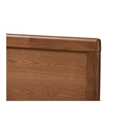 Zenon Mid-Century Modern Walnut Brown Finished Wood Queen Size Platform Bed