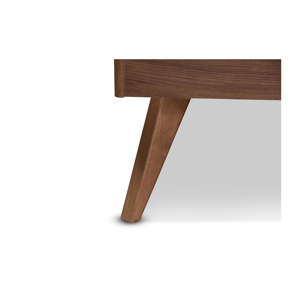 Zenon Mid-Century Modern Walnut Brown Finished Wood Queen Size Platform Bed