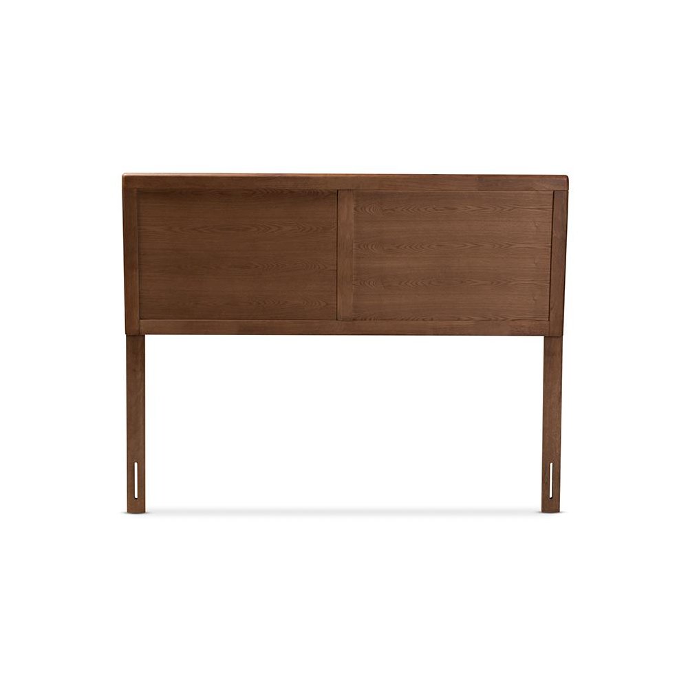 Raya Mid-Century Modern Walnut Brown Finished Wood Queen Size Headboard