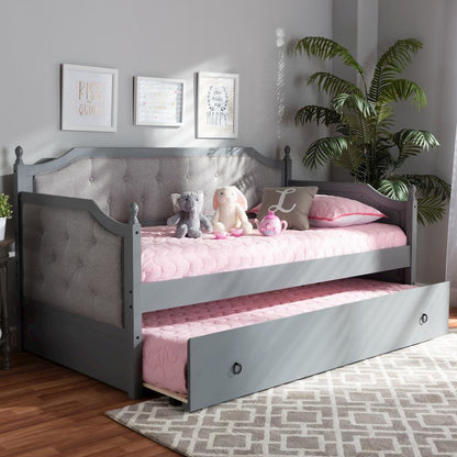 Grey Finished Wood Twin Size Daybed with Trundle