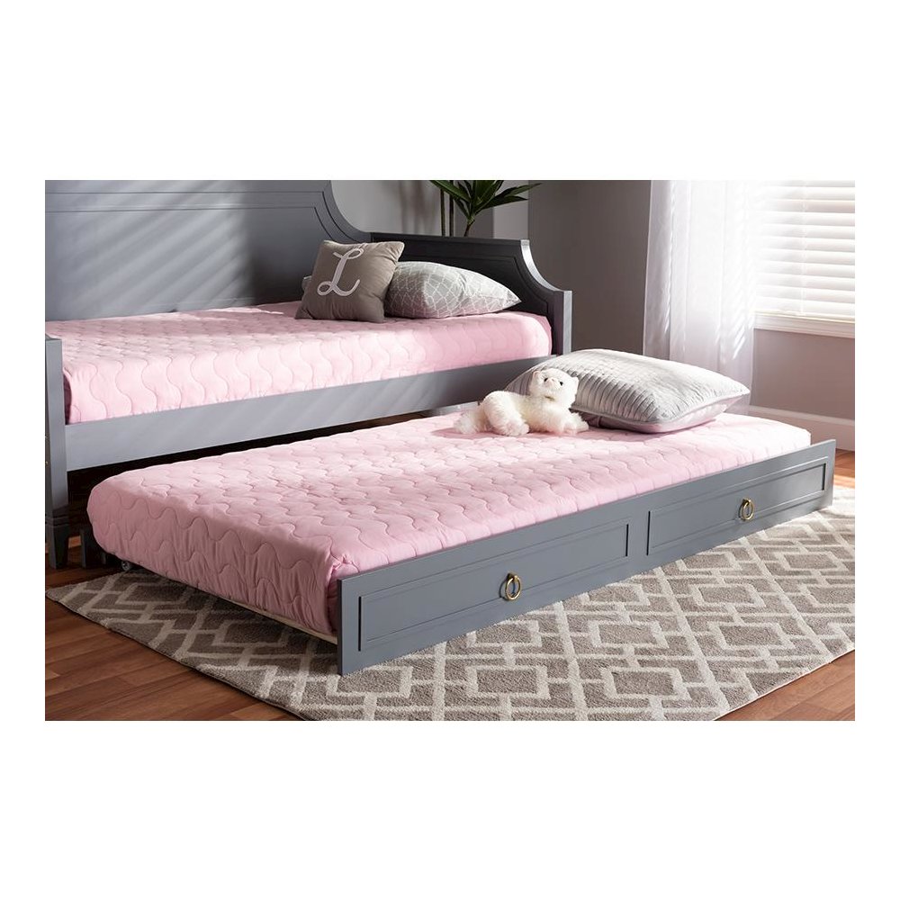 Mariana Classic and Traditional Grey Finished Wood Twin Size Trundle