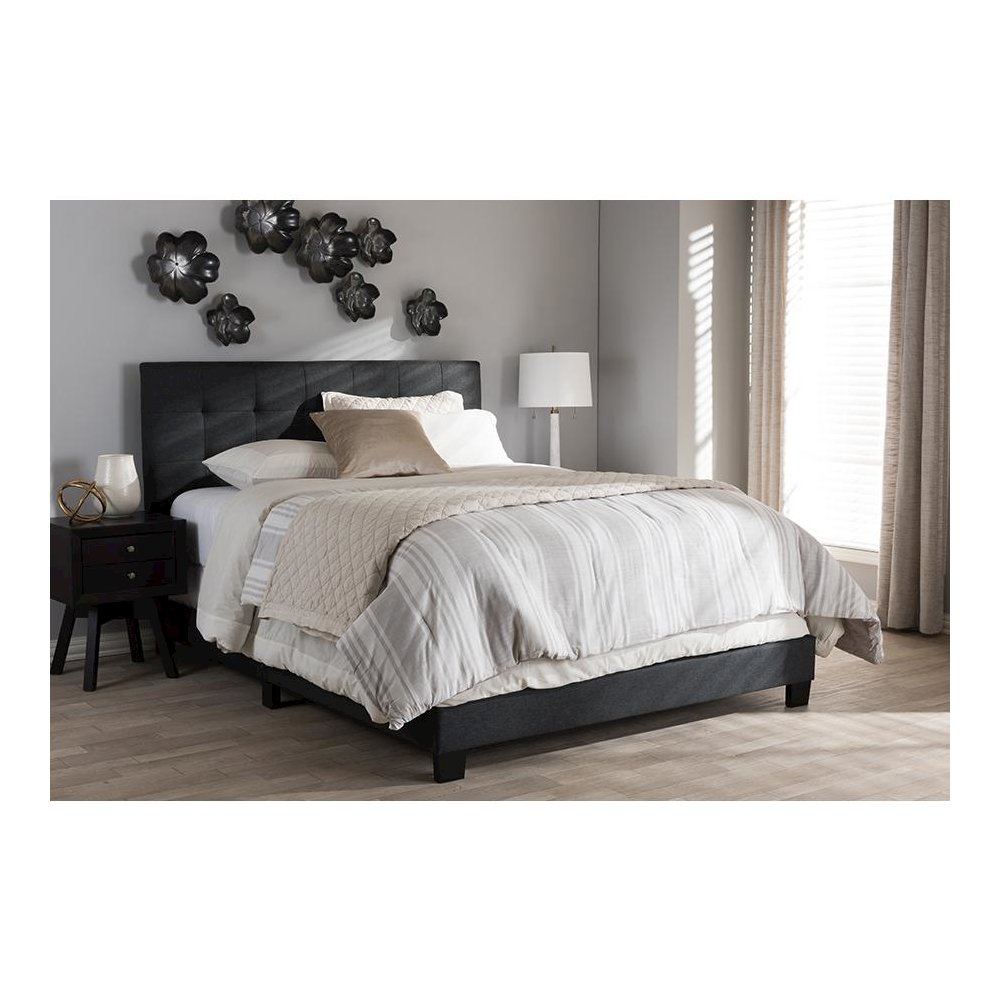 Brookfield Modern and Contemporary Charcoal Grey Fabric Full Size Bed