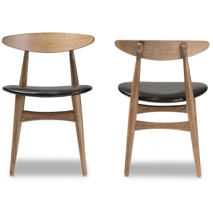 Leather and "Oak" Light Brown Finishing Wood 5-Peice Dining Set