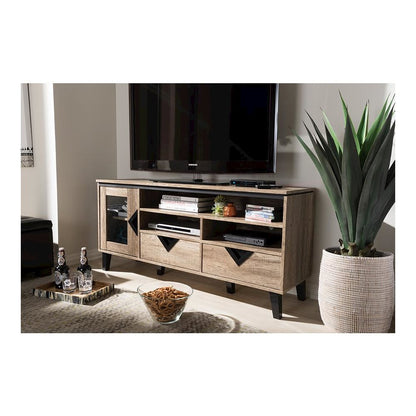 Baxton Studio Cardiff Modern and Contemporary Light Brown Wood 55-Inch TV Stand