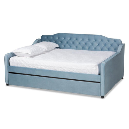 Button Tufted Queen Size Daybed with Trundle