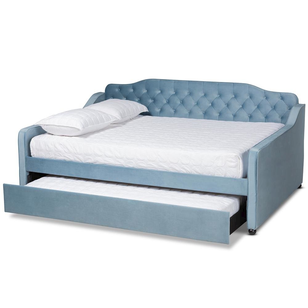 Button Tufted Queen Size Daybed with Trundle