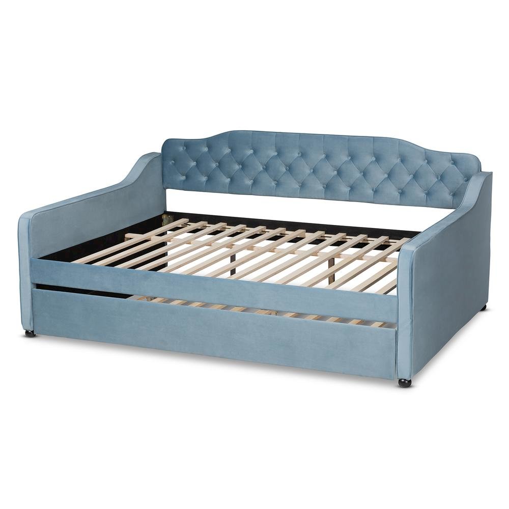 Button Tufted Queen Size Daybed with Trundle