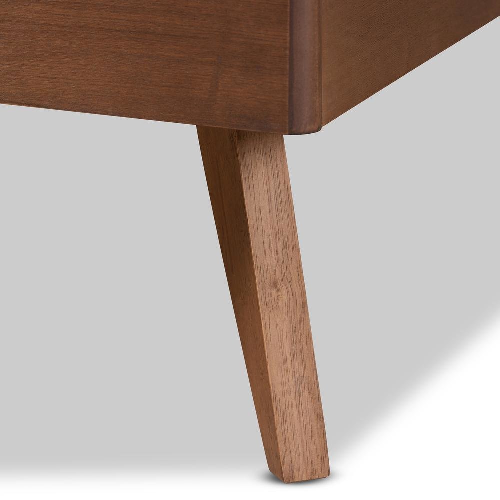 Saki Mid-Century Modern Walnut Brown Finished Wood Queen Size Platform Bed