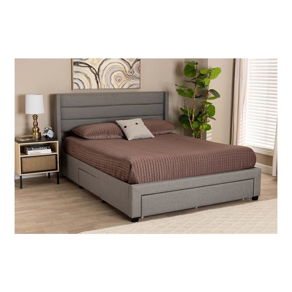 Dark Brown Finished Wood Queen Size 3-Drawer Storage Platform Bed