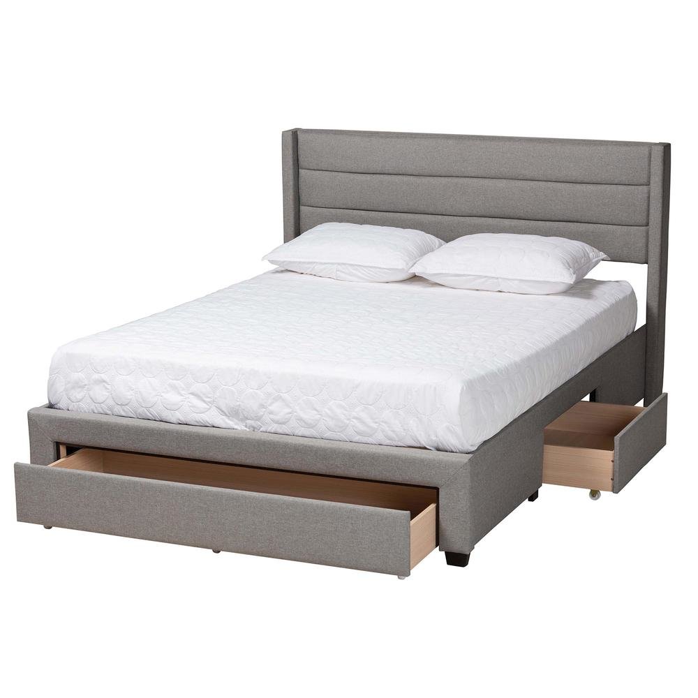 Dark Brown Finished Wood Queen Size 3-Drawer Storage Platform Bed