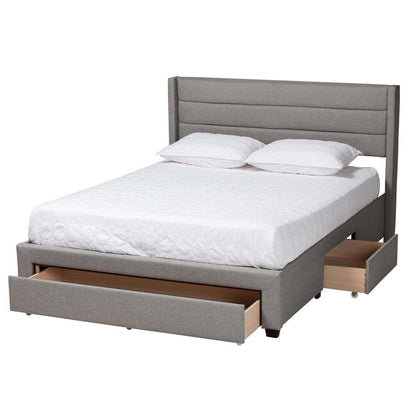 Dark Brown Finished Wood Queen Size 3-Drawer Storage Platform Bed