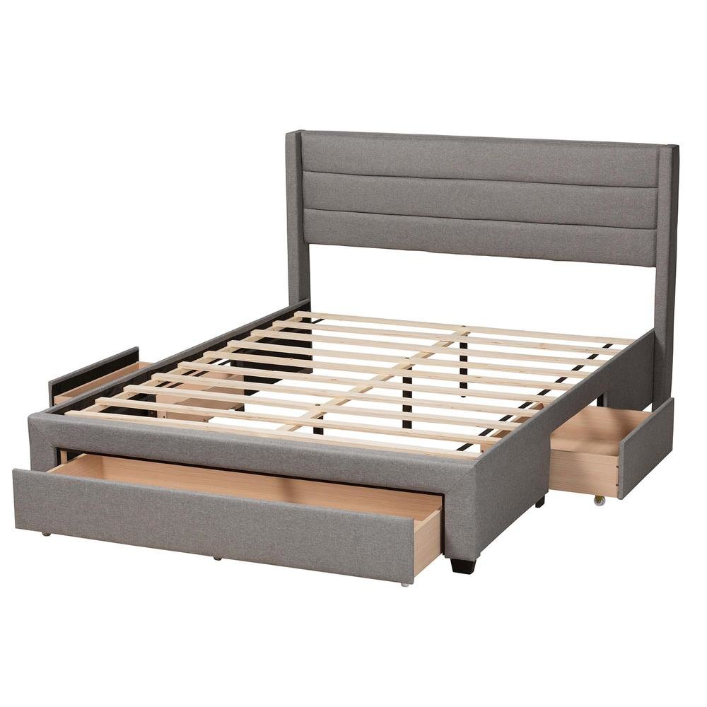 Dark Brown Finished Wood Queen Size 3-Drawer Storage Platform Bed