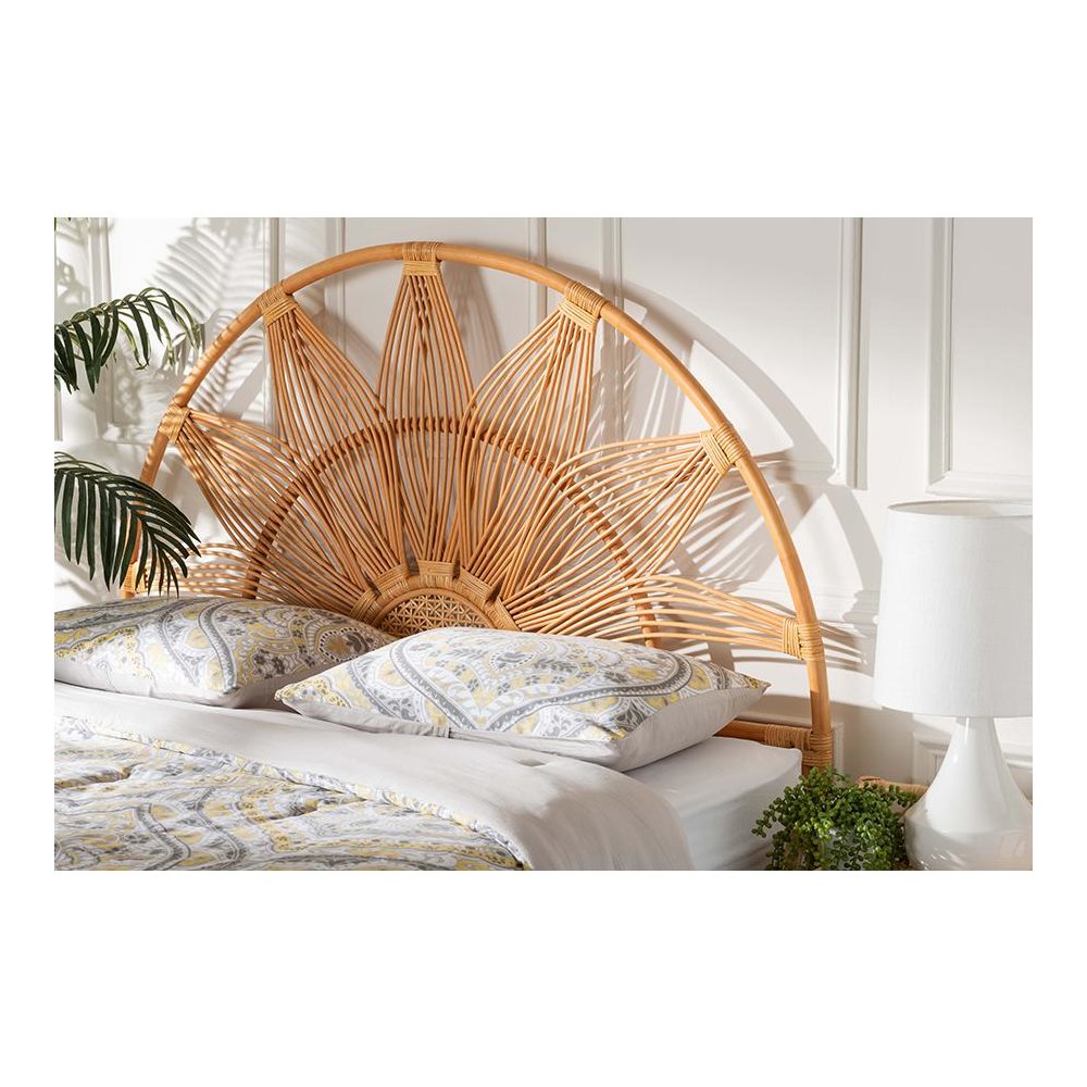 Jasmine Modern Bohemian Natural Rattan Queen Size Standalone Headboard